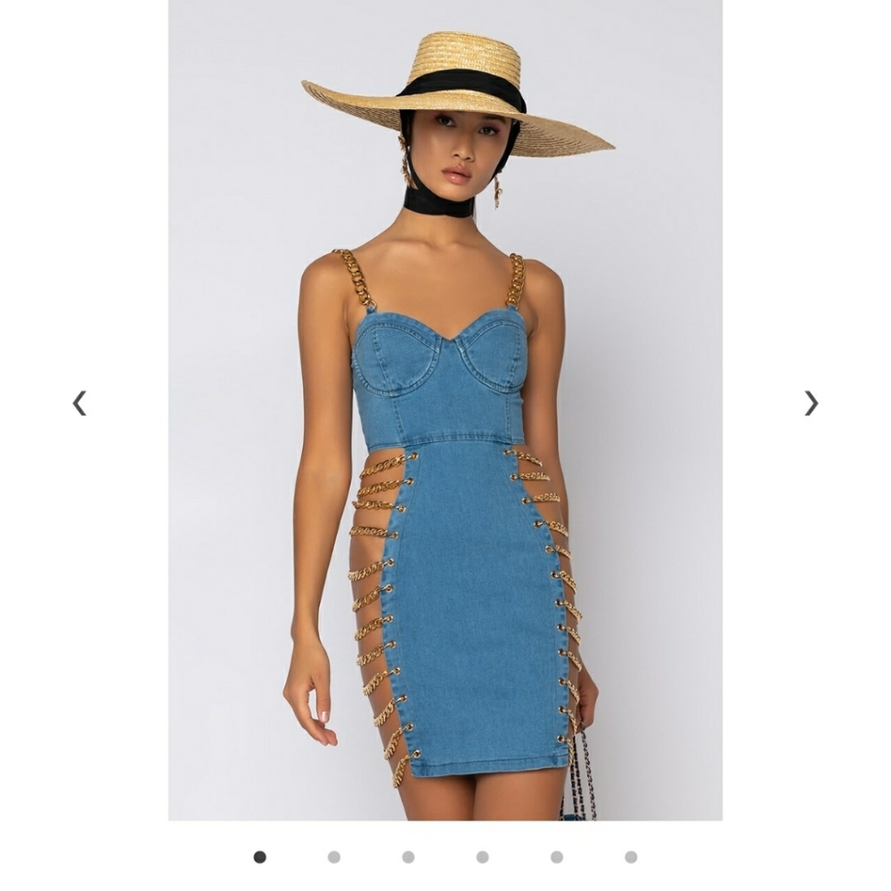 Chains On My Hips Denim Dress - Picture 2 of 5